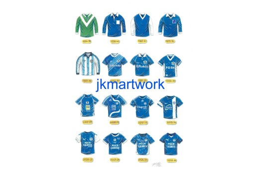 Peterborough United FC Retro Shirts Wall Art Print